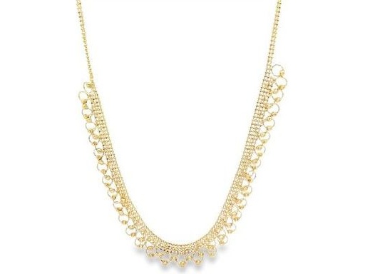 18K Yellow Gold Bib Necklace with Intricate Loop Fringe Design